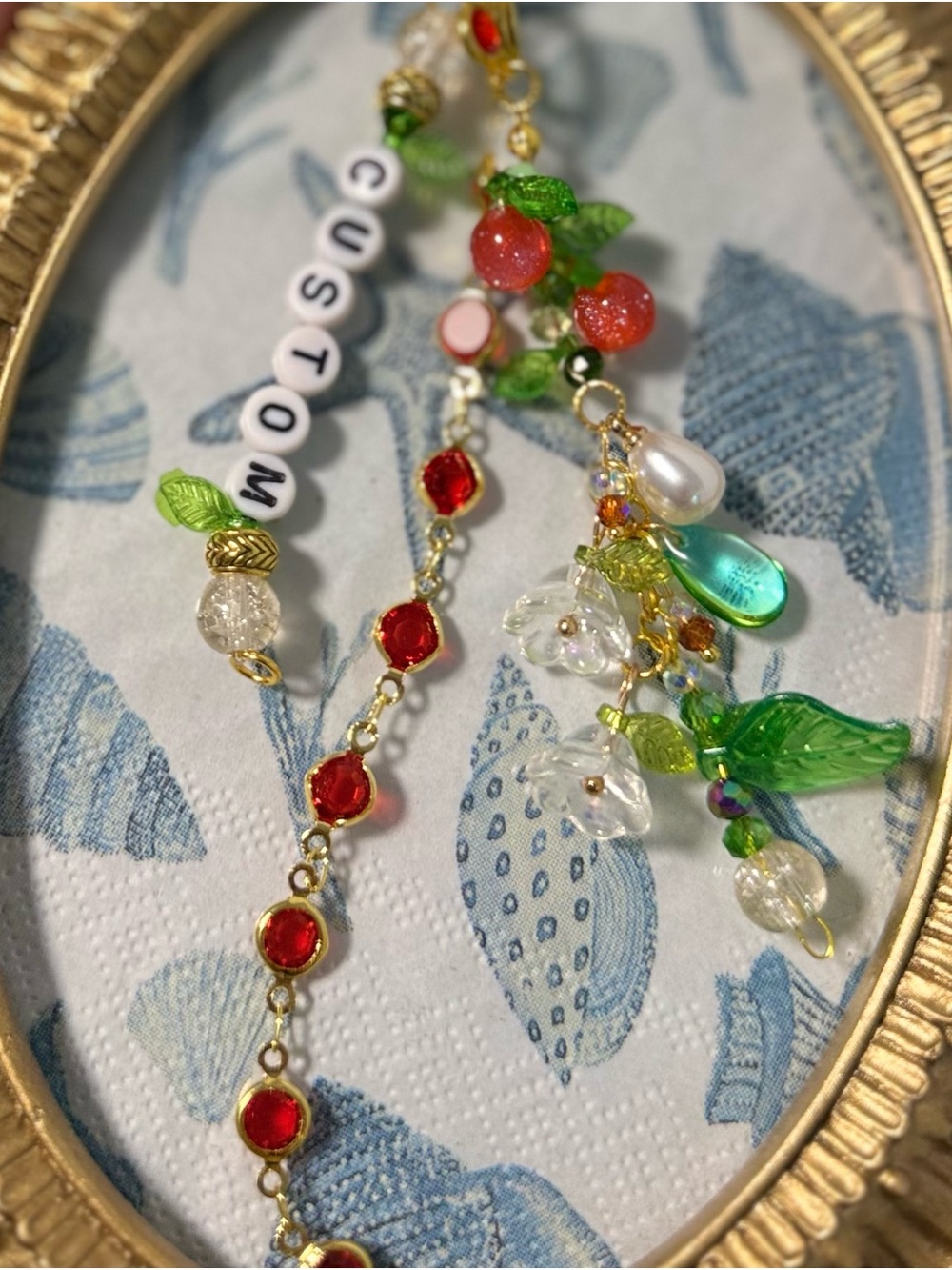 Customizable Keychain with Red and Green Accents, whimsical